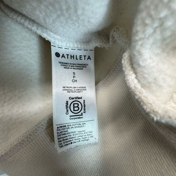 Athleta Retroplush Hoodie Sweatshirt Women’s Size S White Cozy Pullover Oversize - Picture 4 of 4